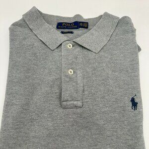 Polo Ralph Lauren Grey Long Sleeve Polo Shirt Men's Size XXL Logo Casual Office